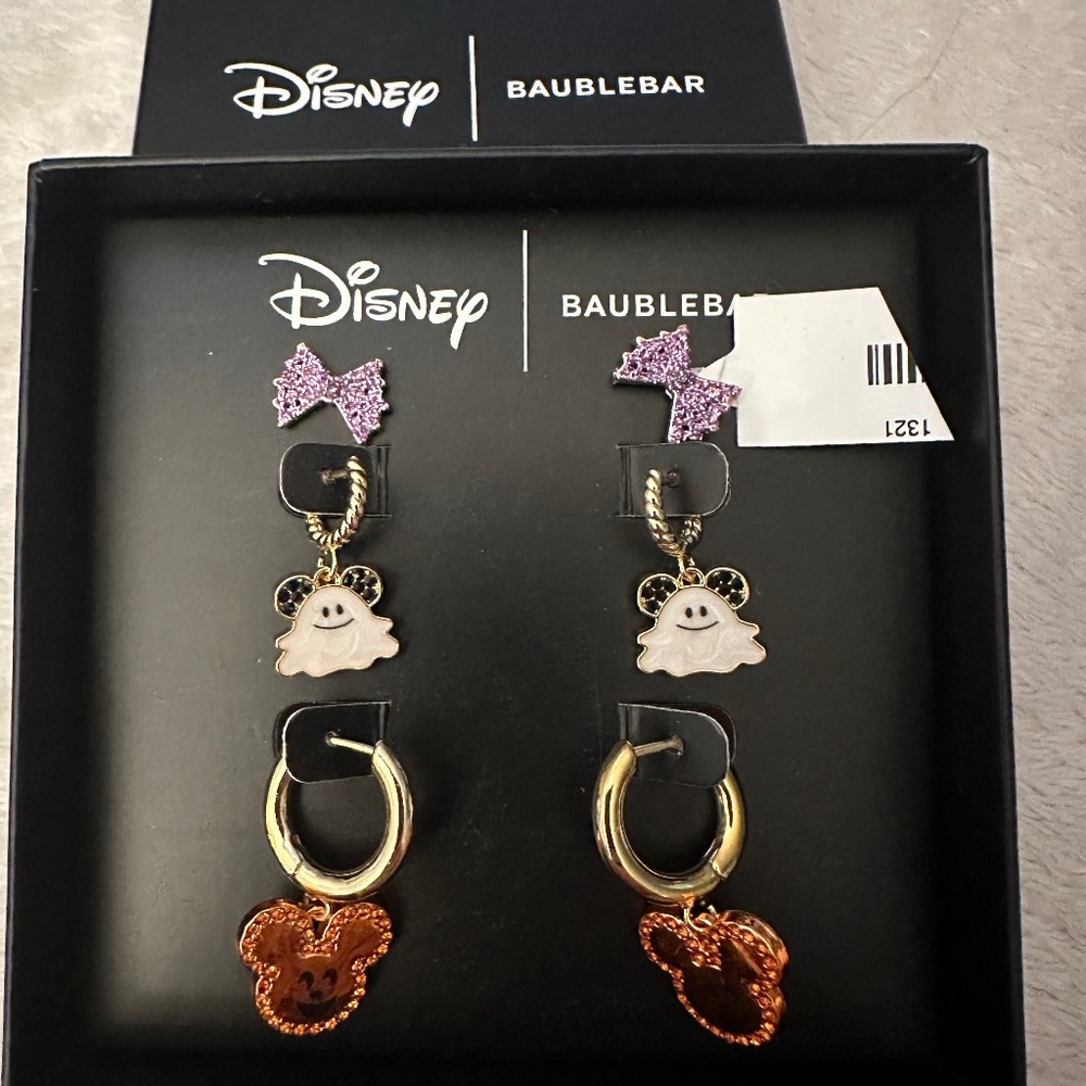 NIB DISNEY BAUBLEBAR EARRINGS 3 PAIR HALLOWEEN